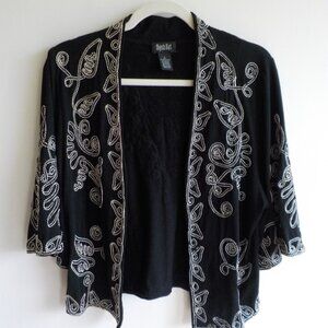 Jacket - Large - Black White Embroidery - Short Sleeve - Open  (463)